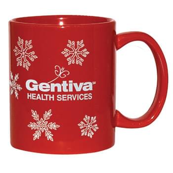 Red Ceramic Mug Stock Snow Flake Design